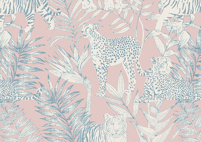 Tropical Wildcats, Salmon Pink - Twist&Fit Roller Blind - Image 6